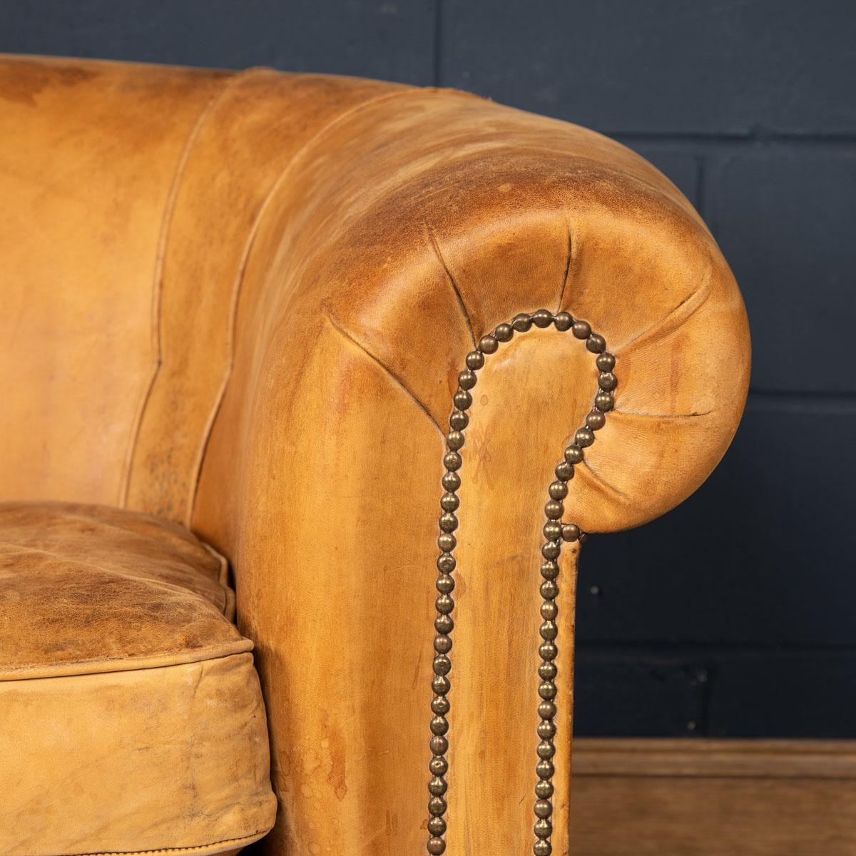 worn leather sofa