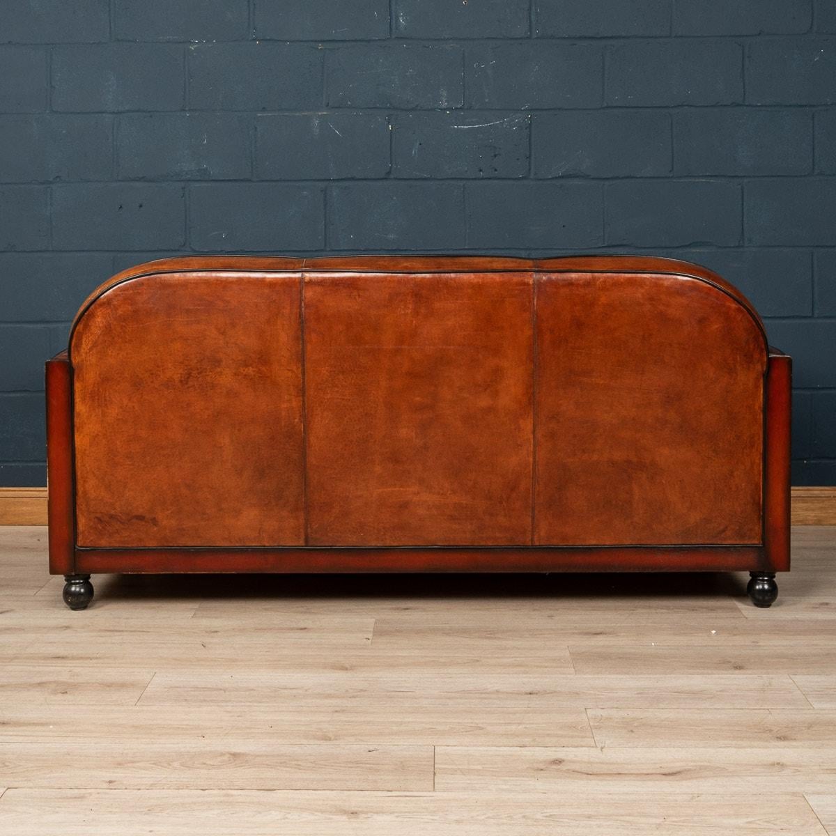 20th Century Dutch Two Seater Sheepskin Leather Sofa In Good Condition In Royal Tunbridge Wells, Kent