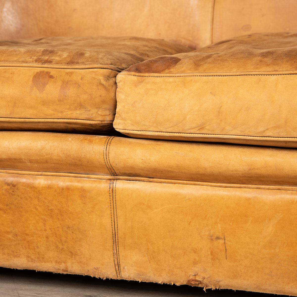 20th Century, Dutch Two Seater Sheepskin Leather Sofa For Sale 3