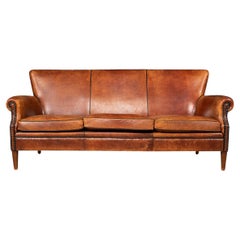 Used 20th Century Dutch Two Seater Sheepskin Leather Sofa