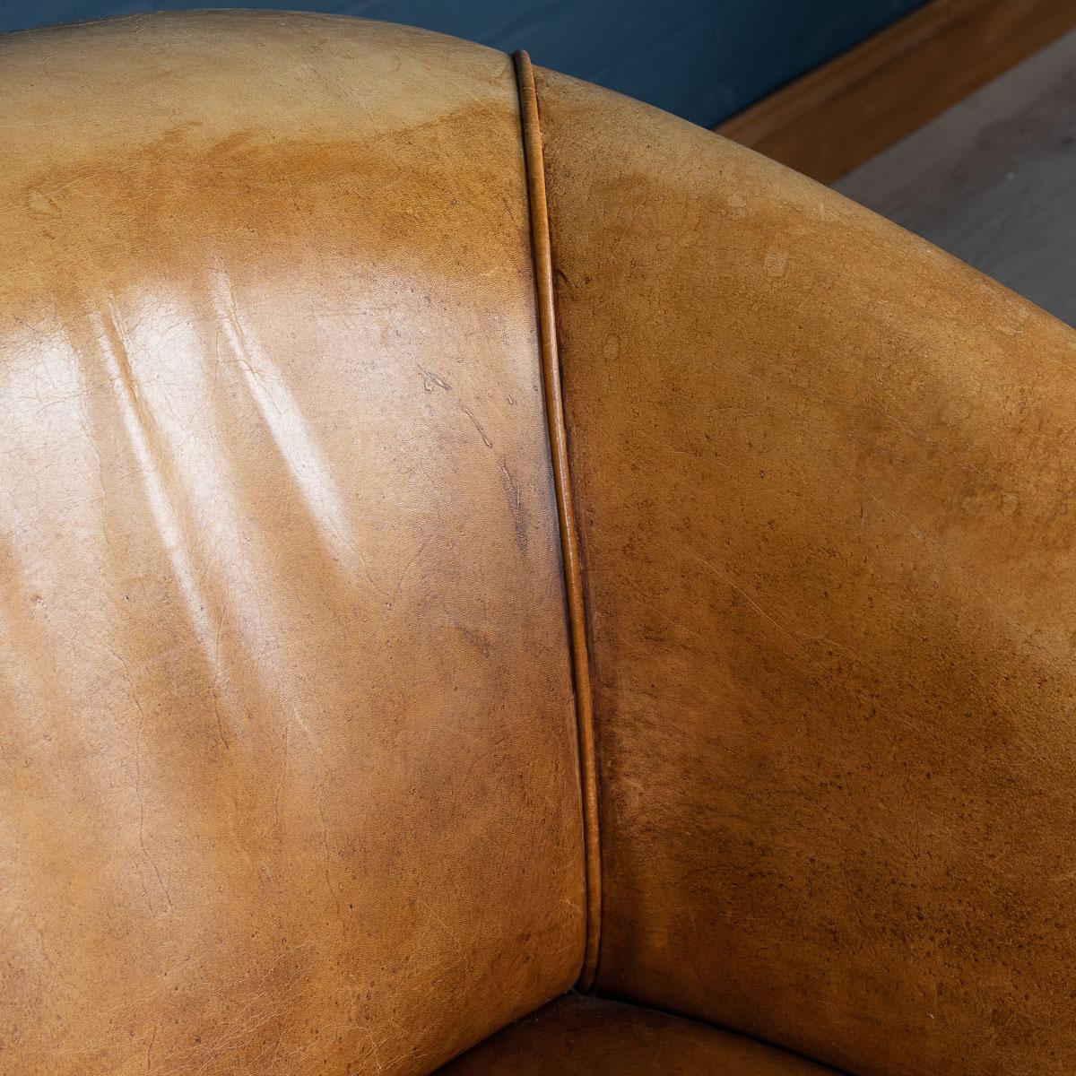 20th Century Dutch Two-Seat Tan Leather Sofa, circa 1980 9