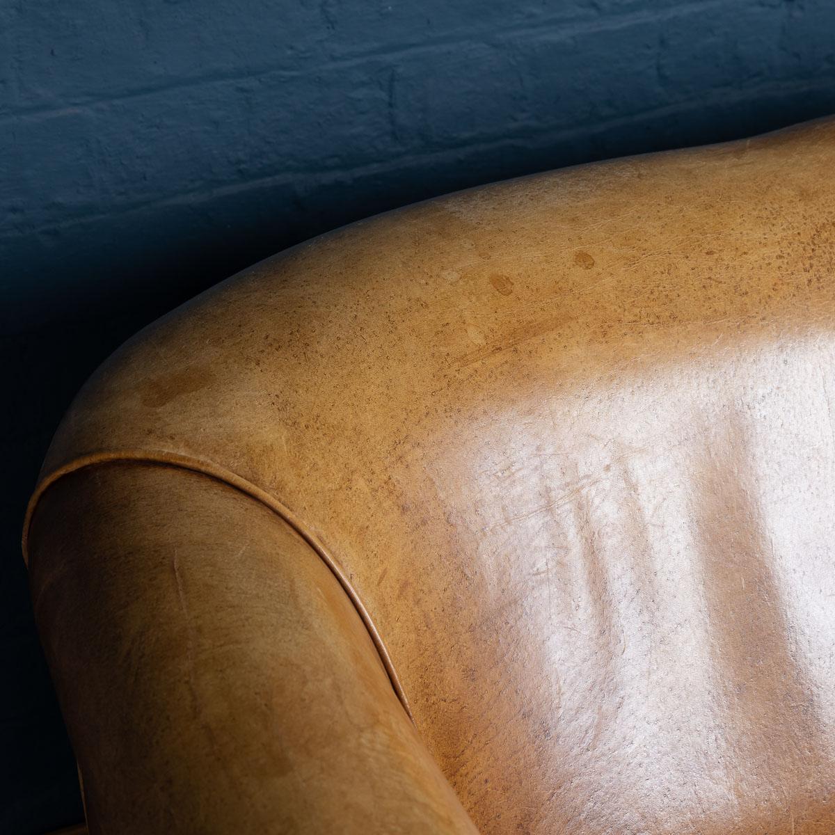 20th Century Dutch Two-Seat Tan Leather Sofa, circa 1980 3
