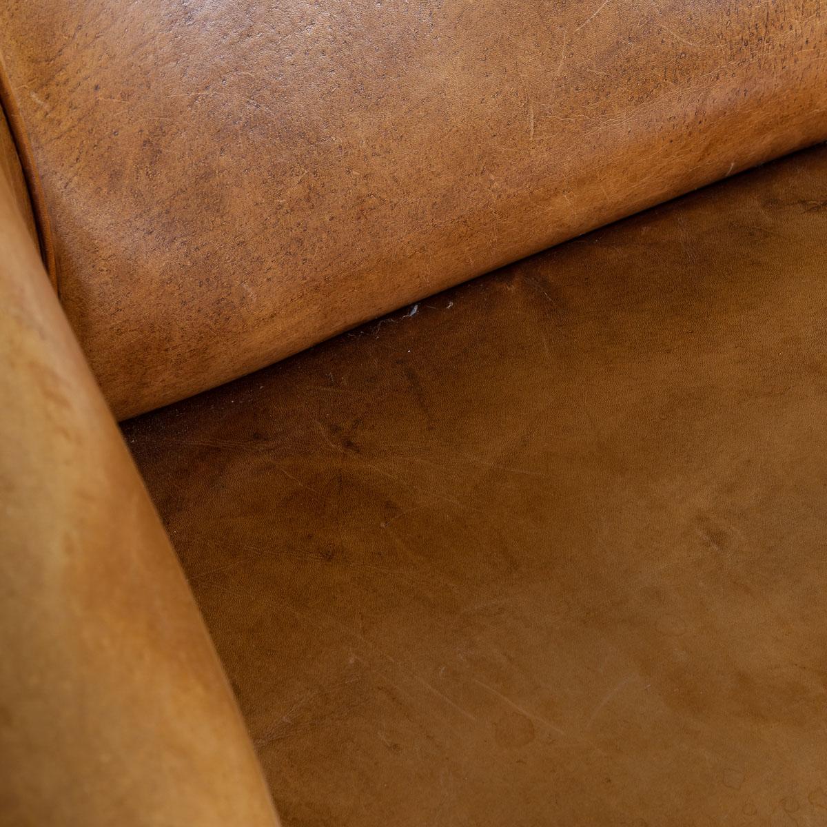 20th Century Dutch Two-Seat Tan Leather Sofa, circa 1980 5