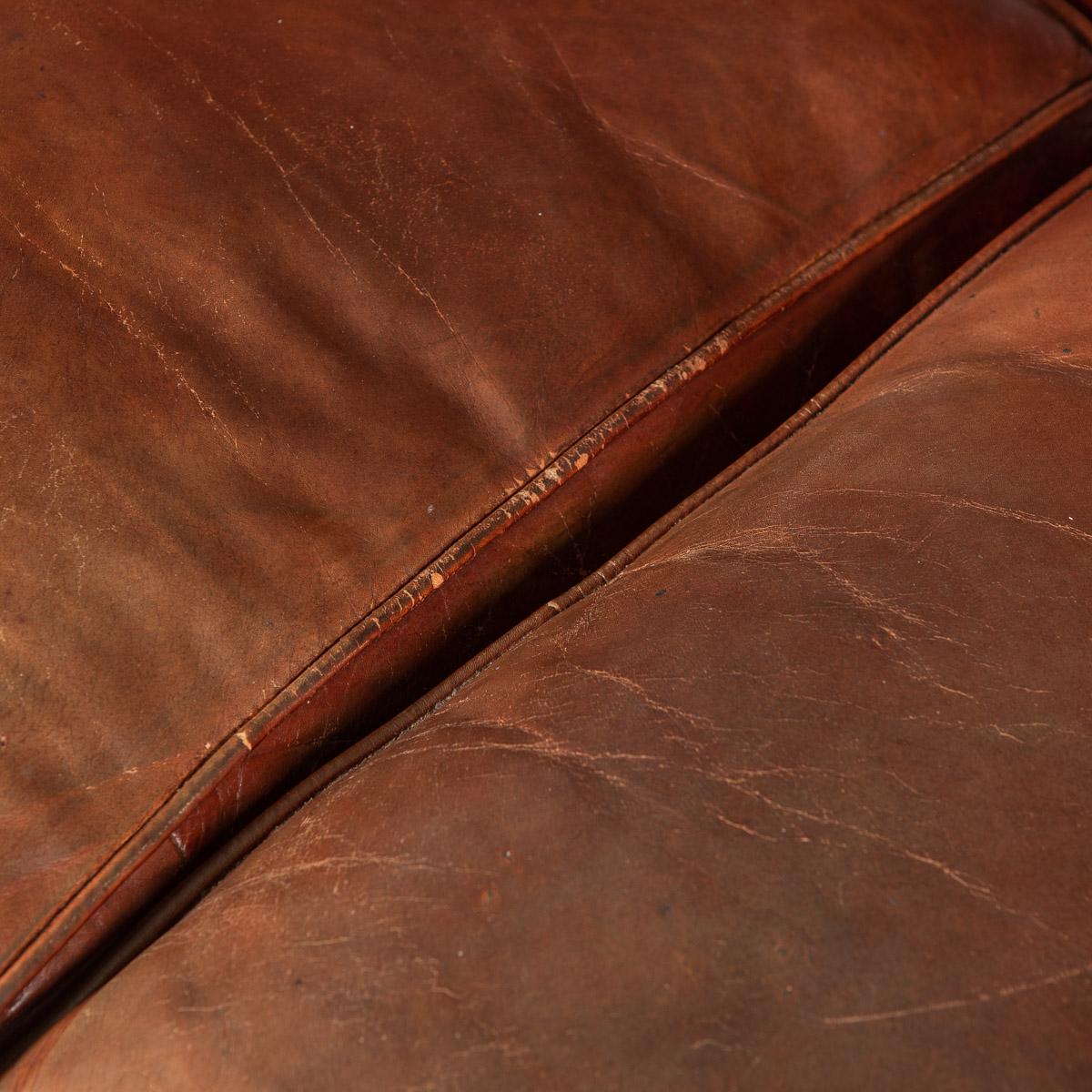 20th Century Dutch Two Seater Tan Sheepskin Leather Sofa 3