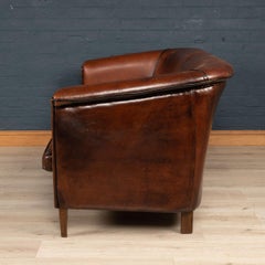 20th Century Dutch Two/Three-Seat Leather Sofa