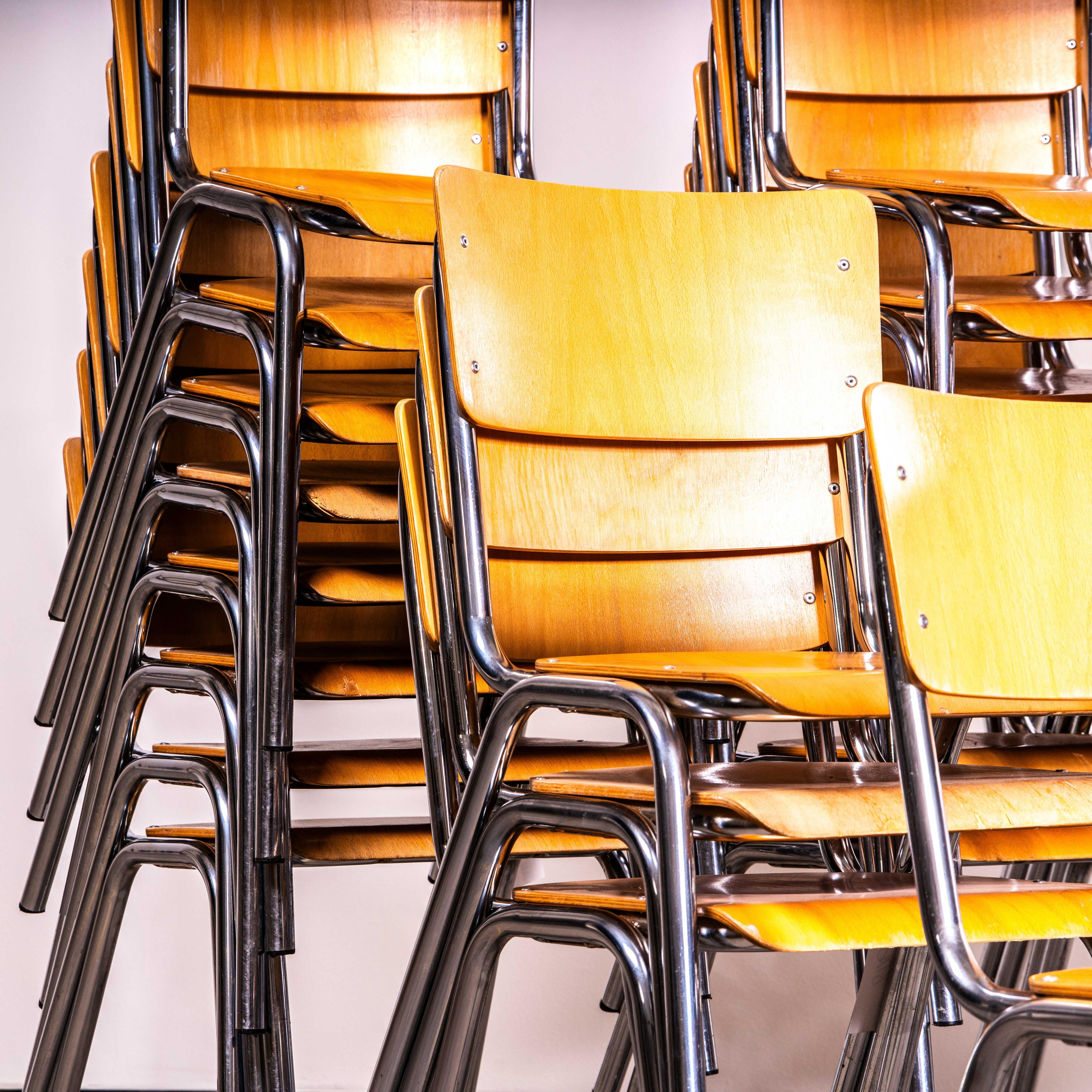 European 20th Century Dutch University Stacking Dining Chairs - Large Quantity Available For Sale