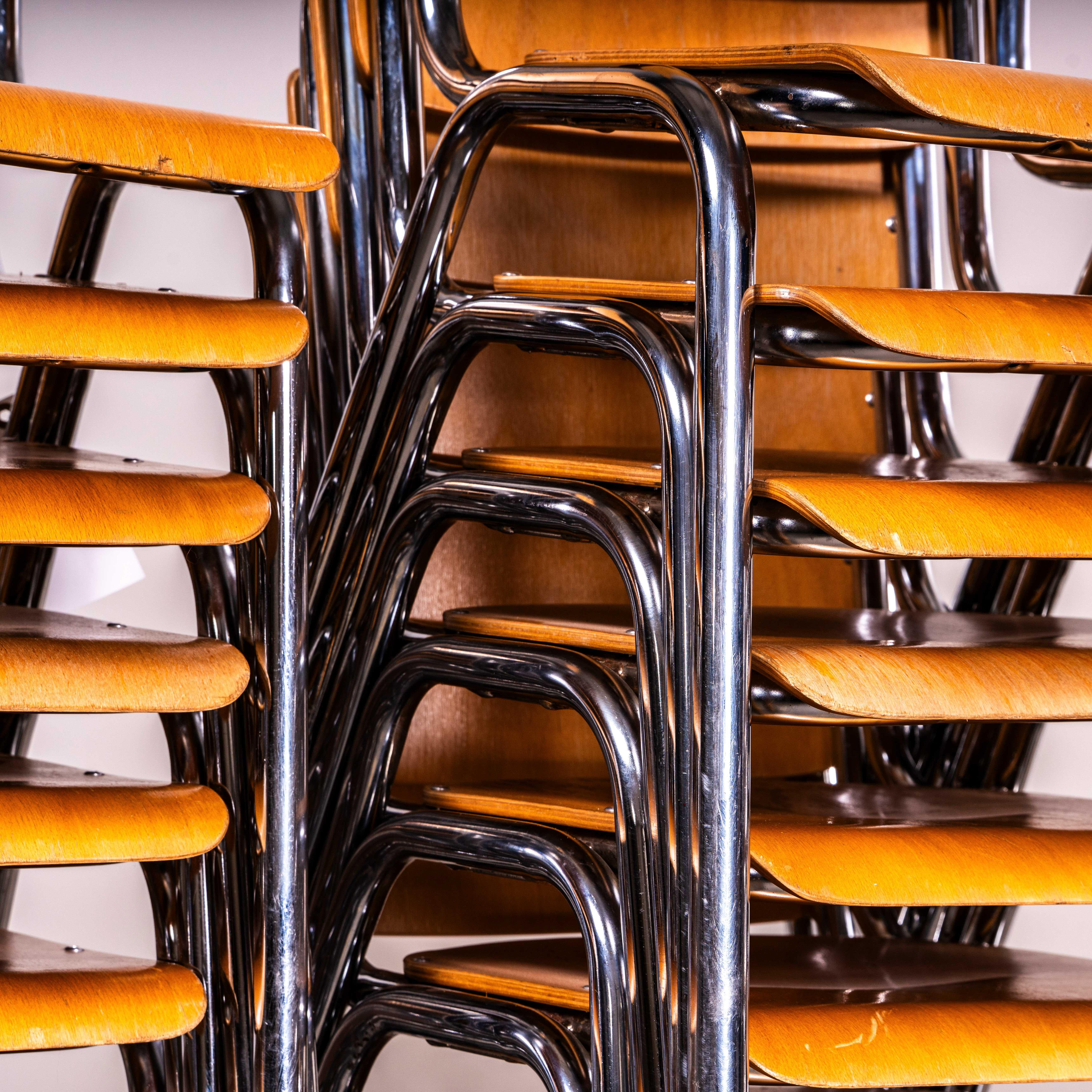 Steel 20th Century Dutch University Stacking Dining Chairs - Large Quantity Available For Sale