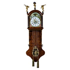 Antique 20th Century Dutch Wall Clock in the Staarta Type in Brown Oak Case