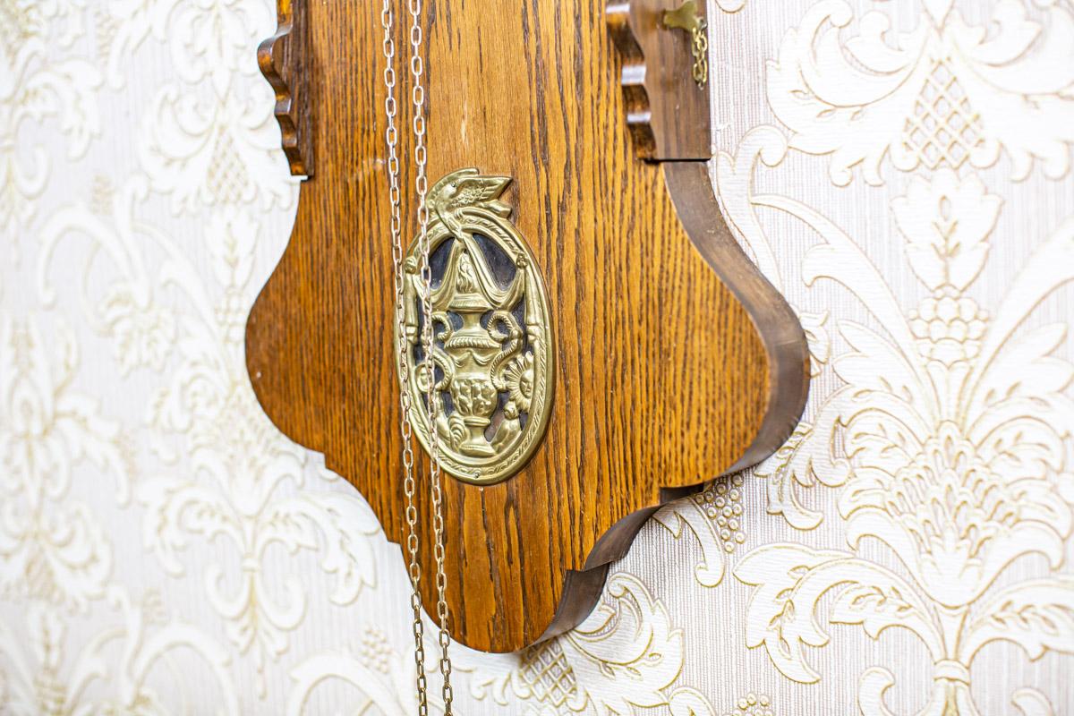 20th Century Dutch Wall Clock Stylized as Staarta in Brown Oak Case 7