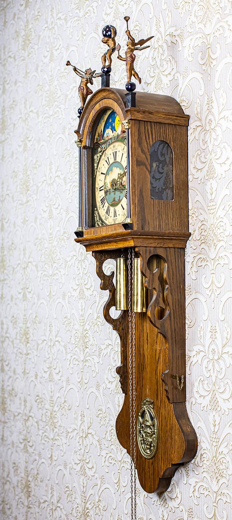20th Century Dutch Wall Clock Stylized as Staarta in Brown Oak Case 3