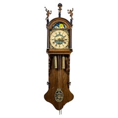 Antique 20th Century Dutch Wall Clock Stylized as Staarta in Brown Oak Case