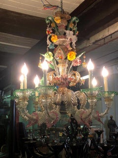 Early 20th Century Large Murano Glass Chandelier