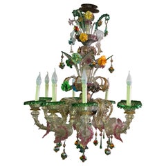 Early 20th Century Large Murano Glass Chandelier