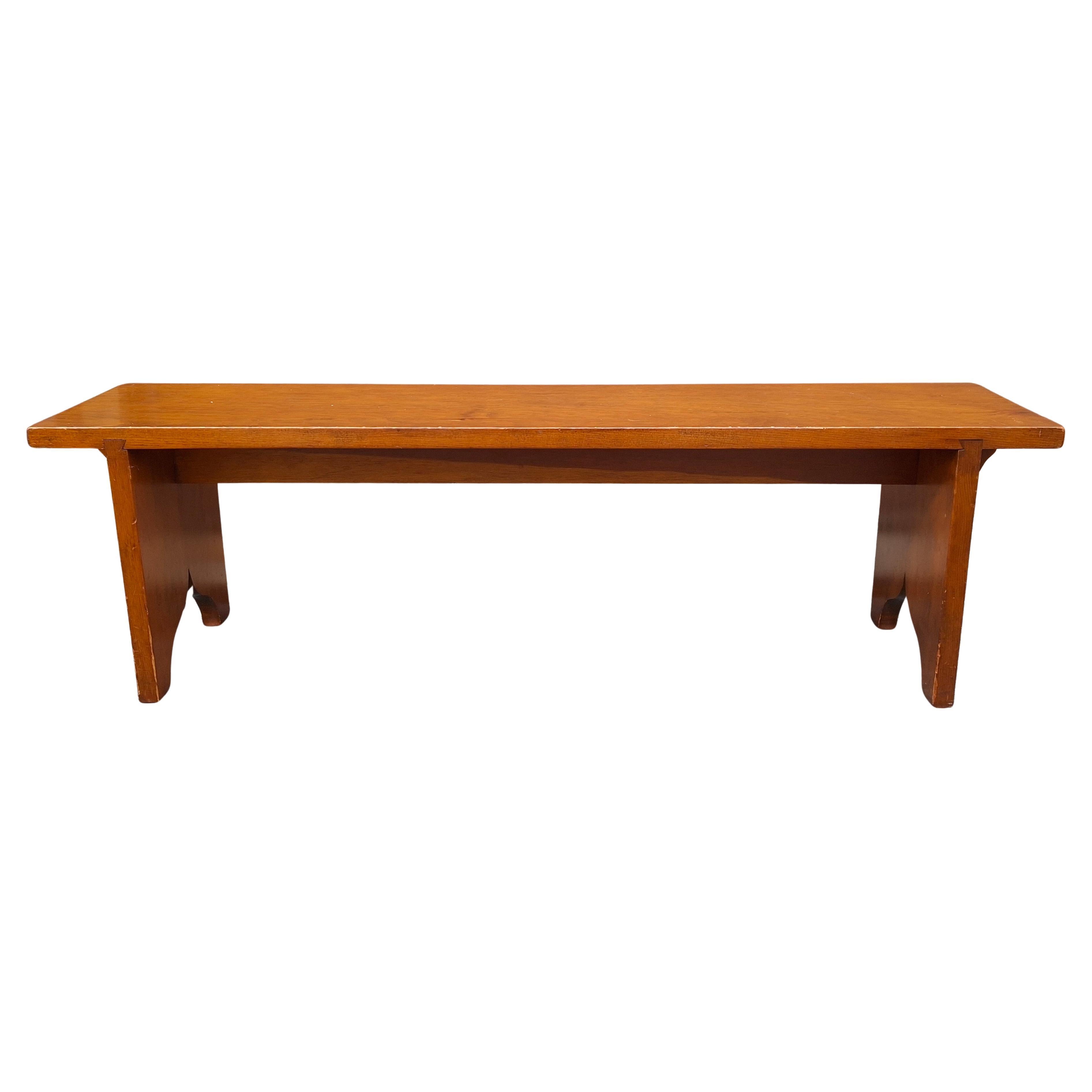 20th Century Early American Style Stained Fruitwood Bench