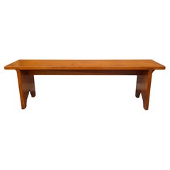 20th Century Early American Style Stained Fruitwood Bench