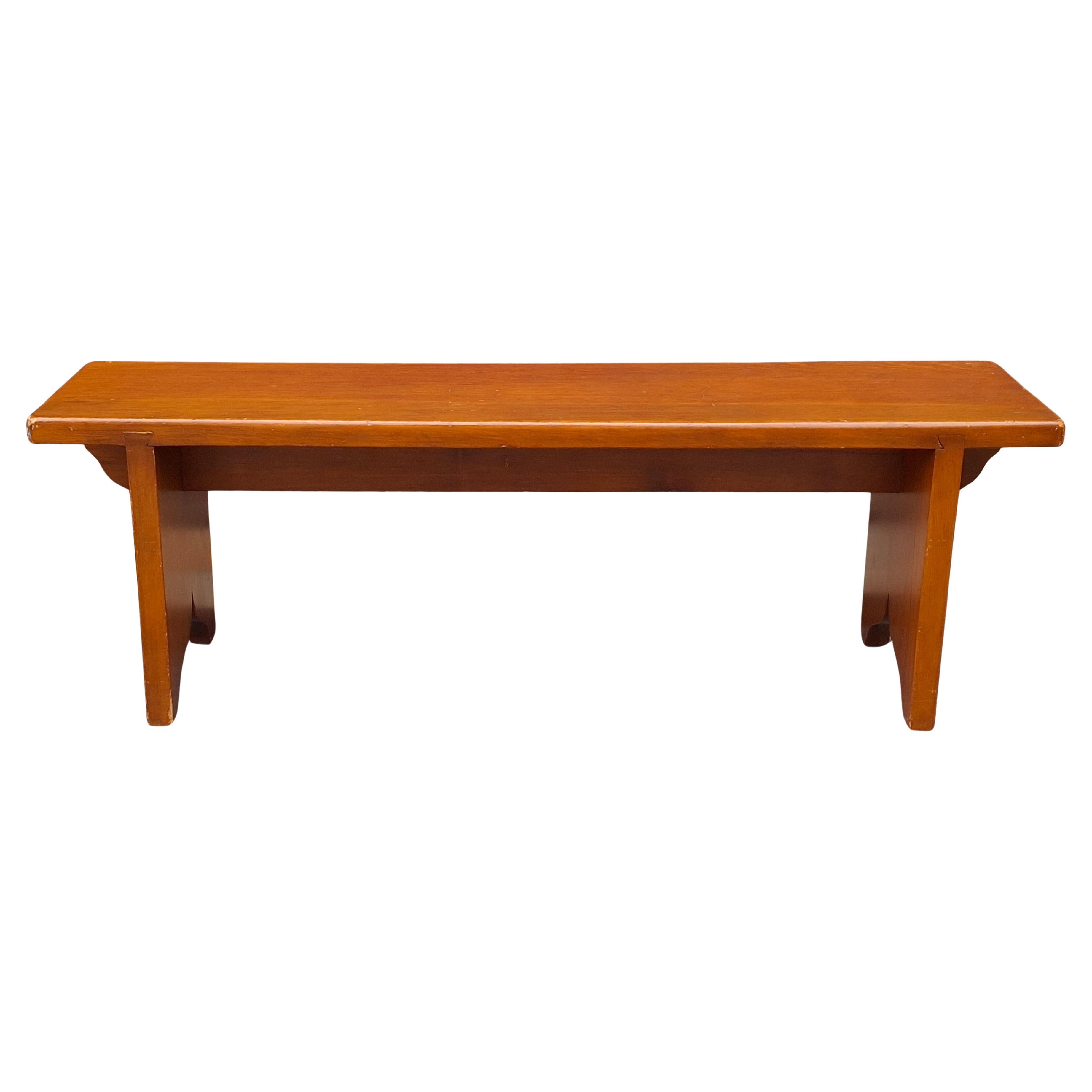 20th Century Early American Style Stained Fruitwood Bench