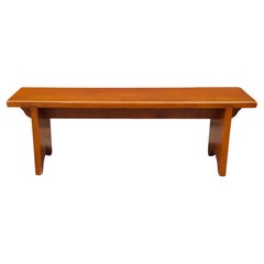 20th Century Early American Style Stained Fruitwood Bench