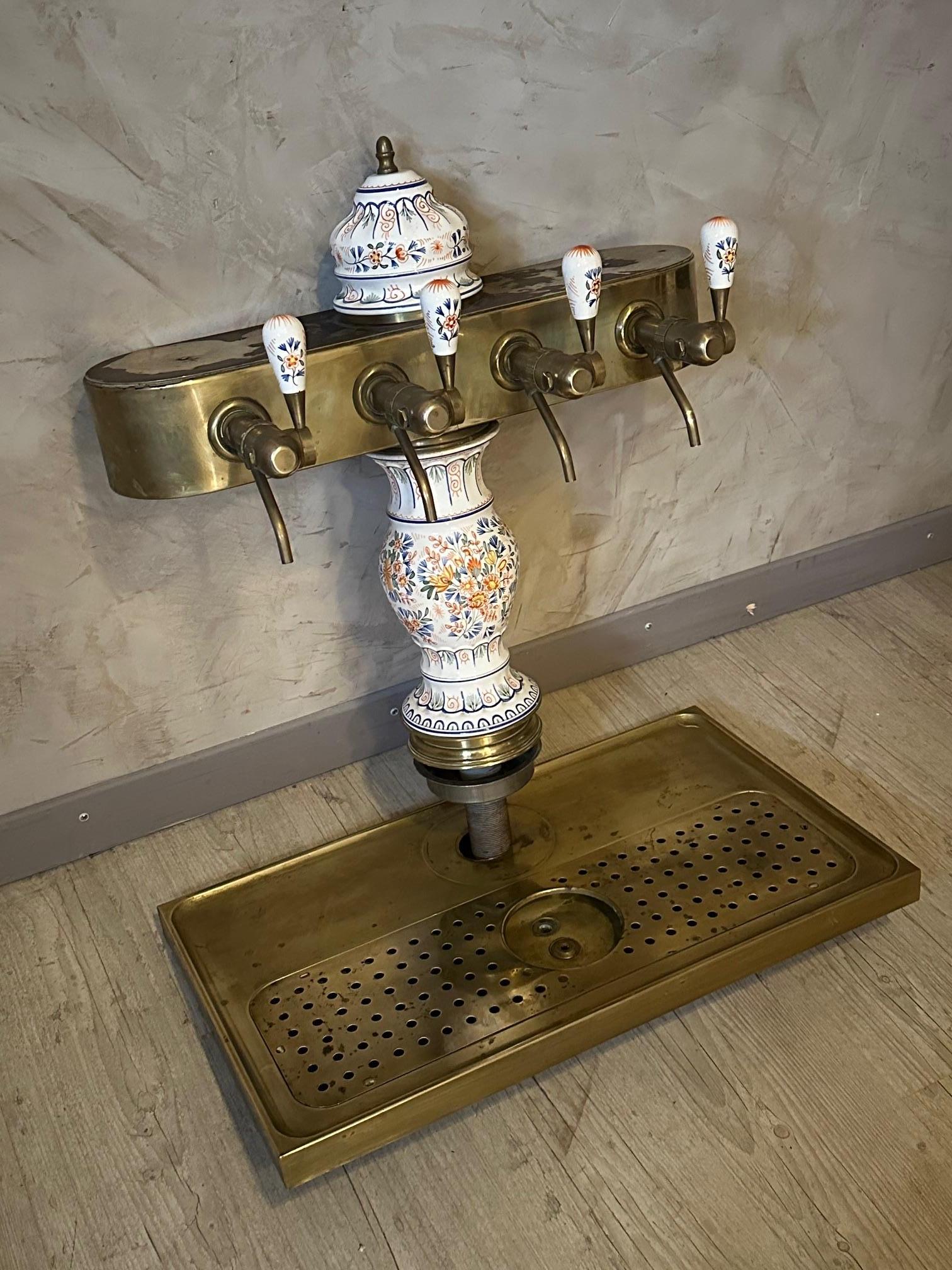 20th century Earthenware and Brass Beer Taps, 1920 For Sale 5