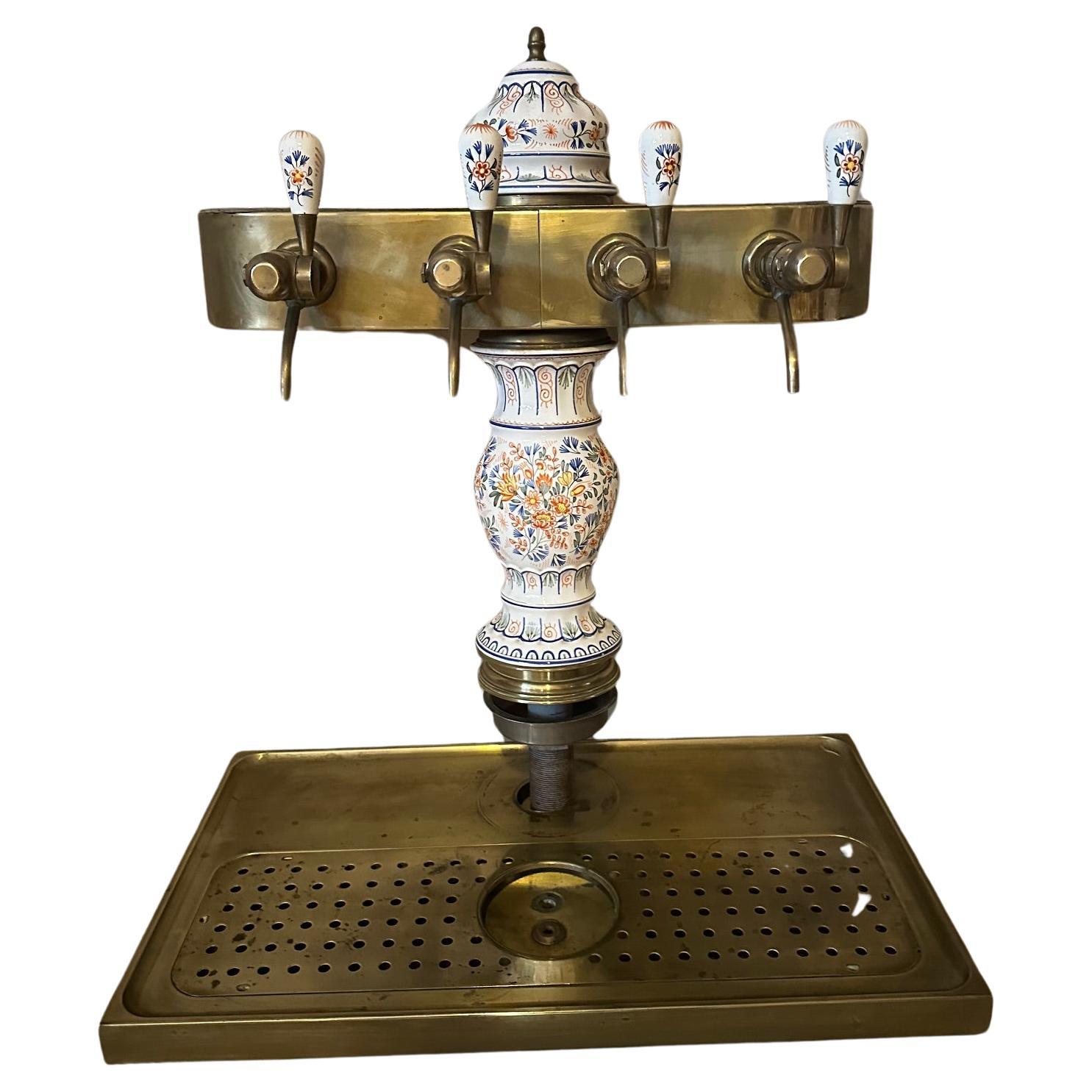 20th century Earthenware and Brass Beer Taps, 1920 For Sale