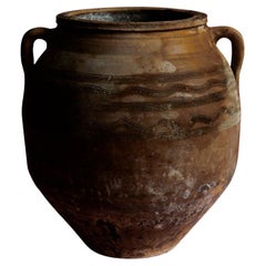 Mid-20th Century Turkish Handled Earthenware Storage Jar in Earthy Brown