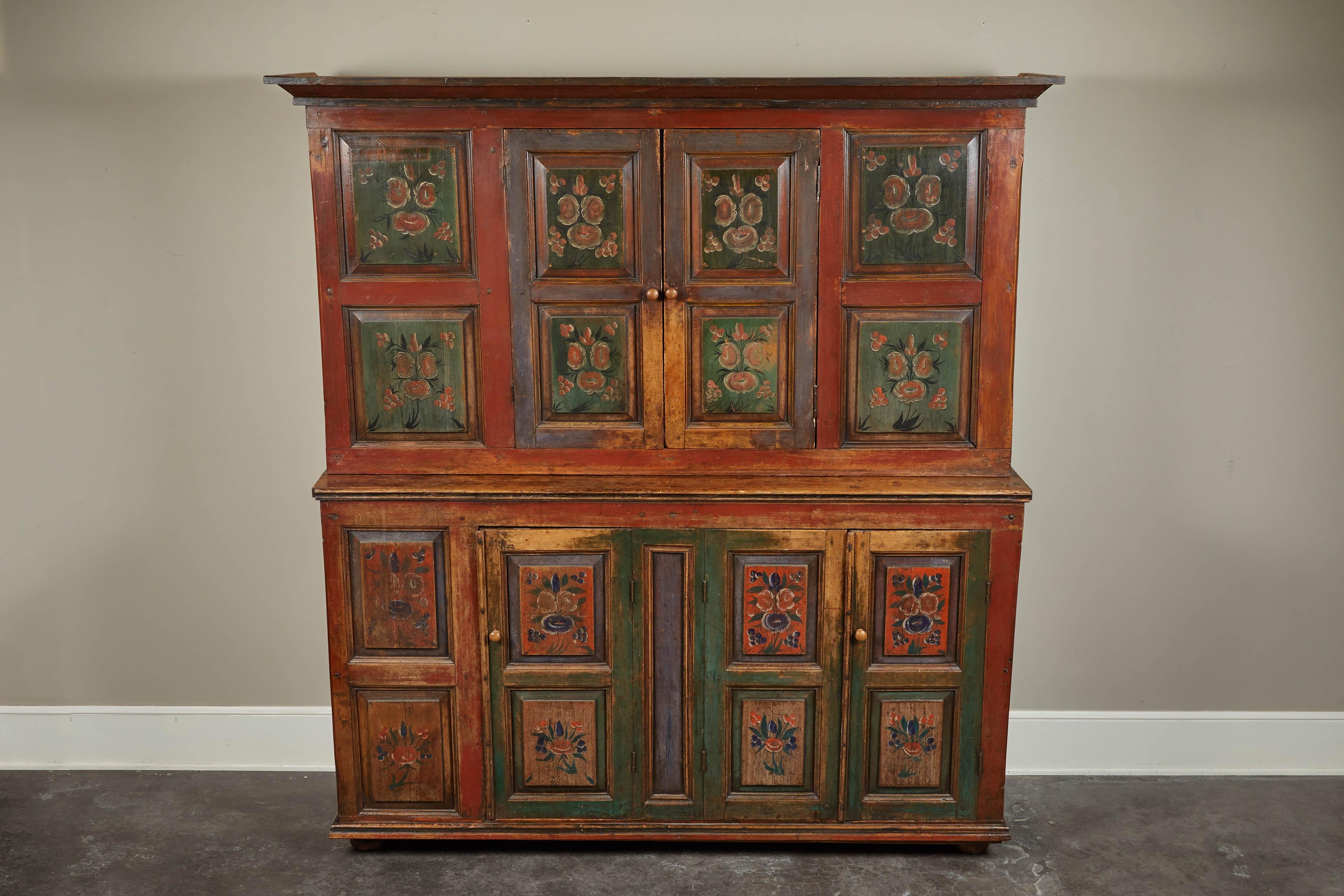 20th Century Eastern European Painted Cabinet In Good Condition In Pasadena, CA