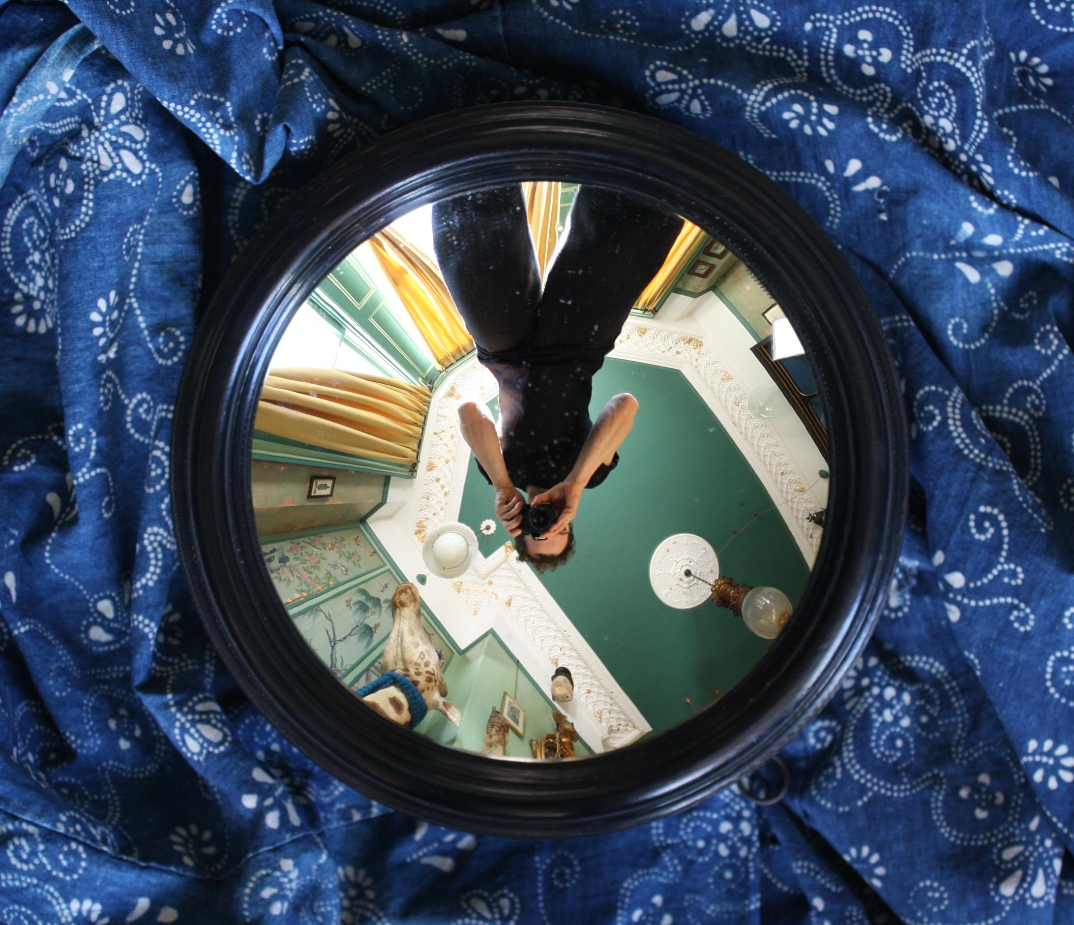 20th Century Ebonized Circular Concave Distortion Mirror 2