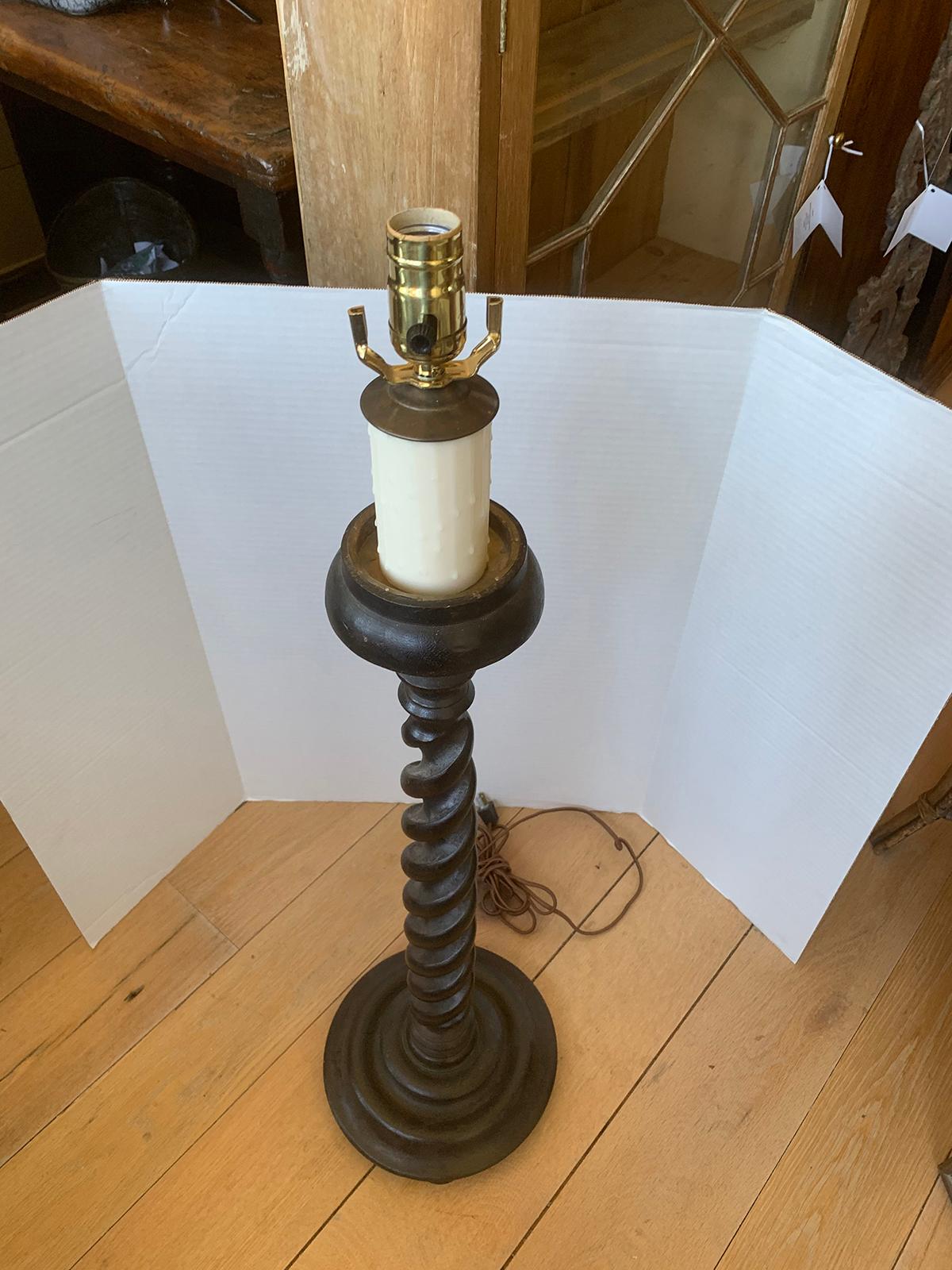 20th Century Ebonized Barley Twist Candlestick Lamp For Sale 11