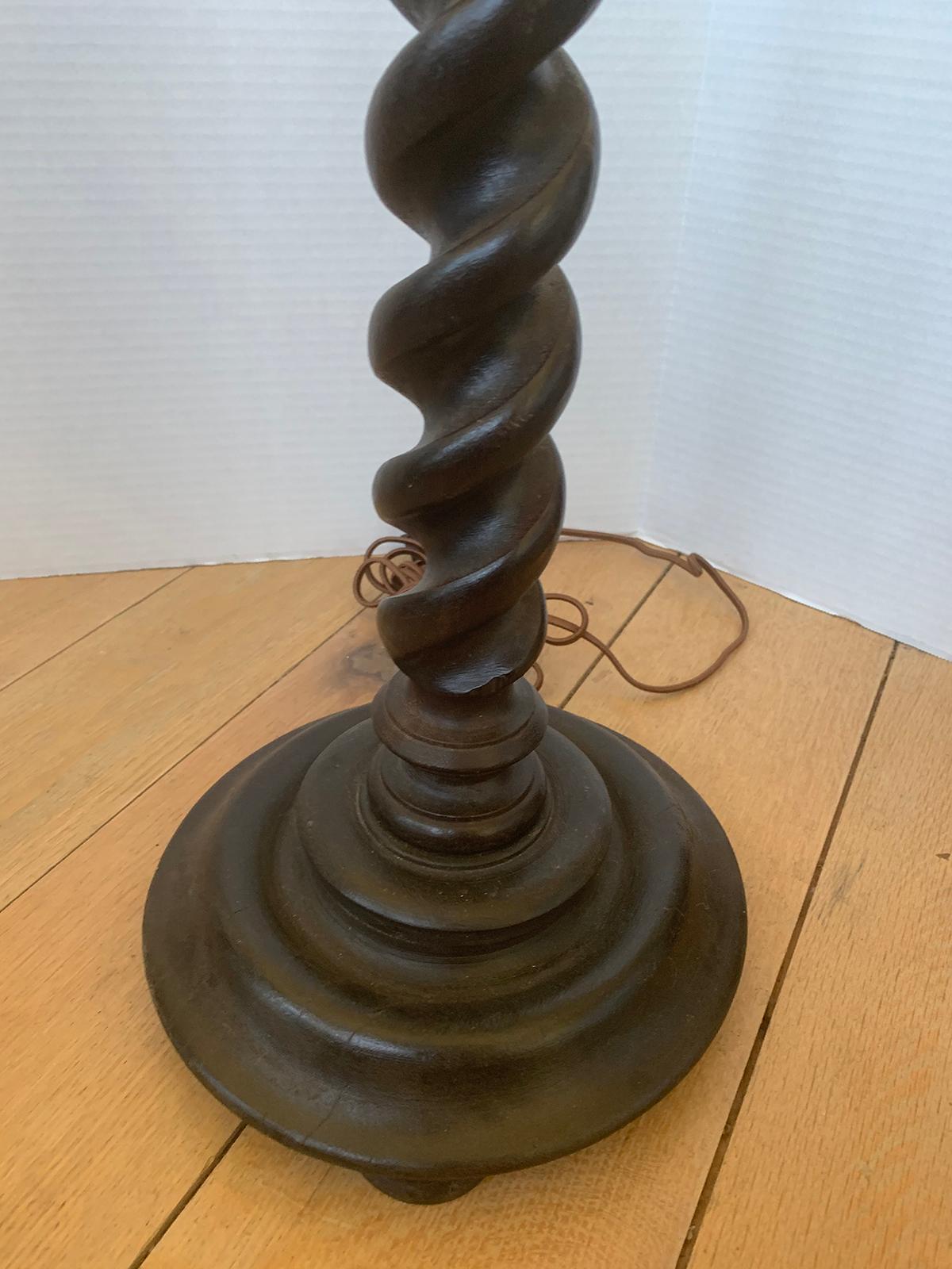 20th Century Ebonized Barley Twist Candlestick Lamp For Sale 5