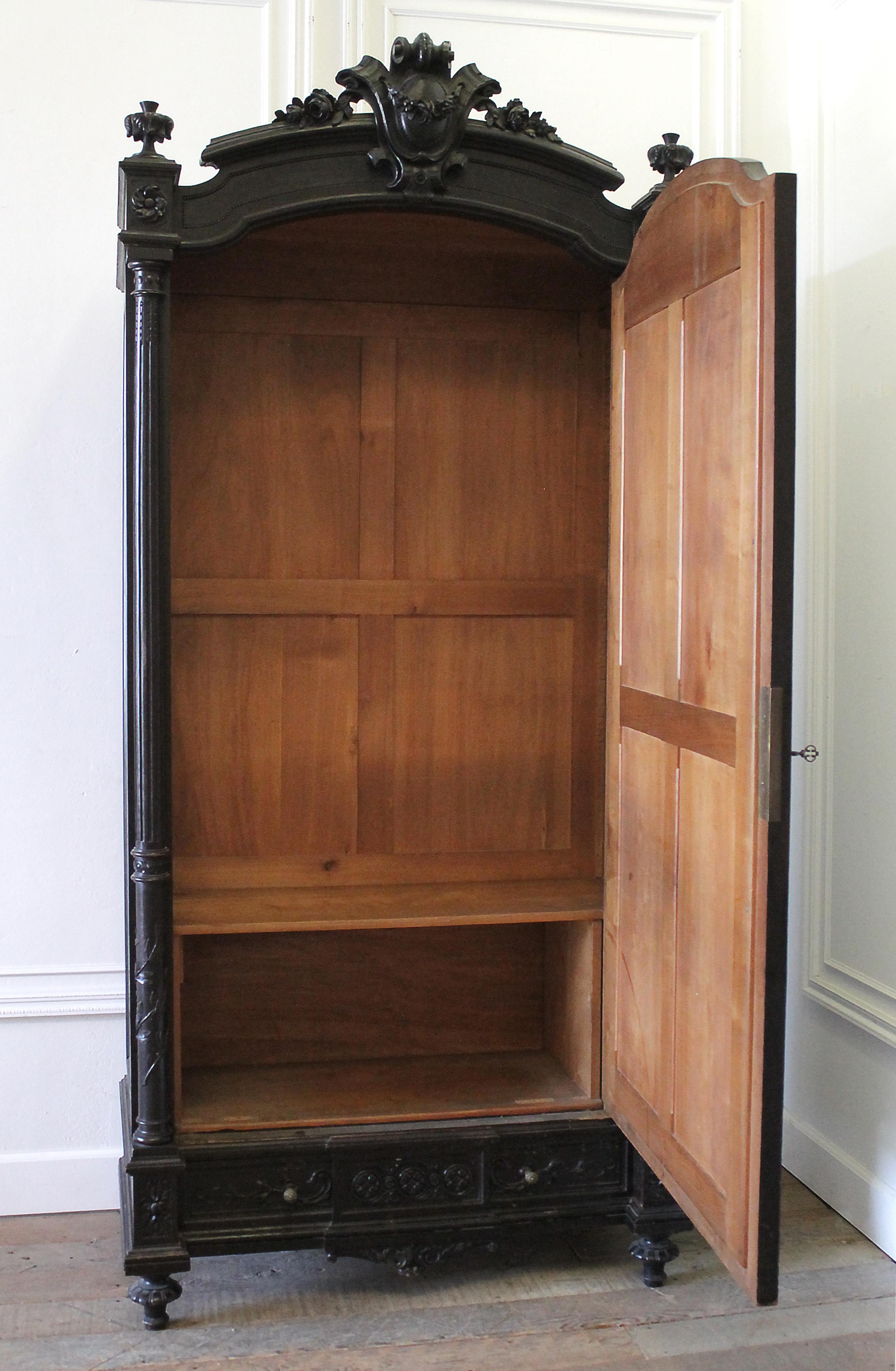 20th Century Ebonized Empire French Louis XVI Style Armoire 8