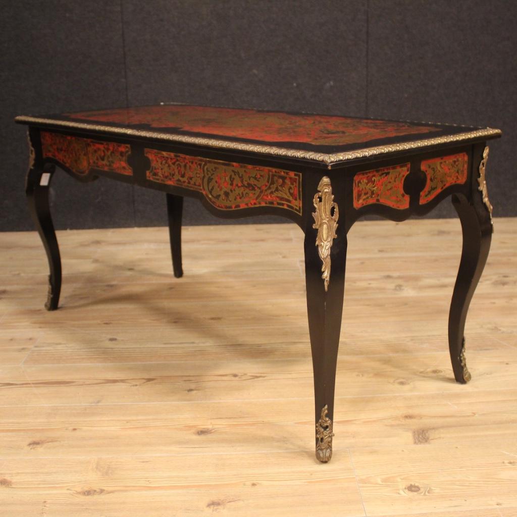 Brass 20th Century Ebonized Wood with Bronze French Louis XV Style Coffee Table, 1970