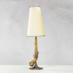 20th Century, Eccentric Bronze Gun Shaped Table Lamp