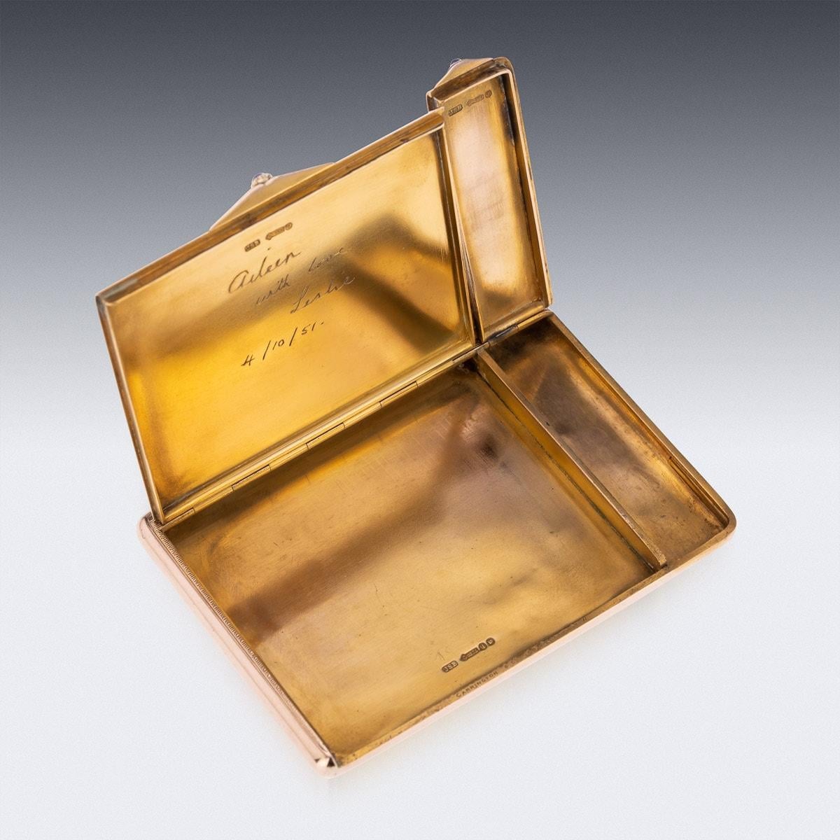 20th Century Edwardian 9ct Gold Cigarette & Vesta Case, London, c.1911 In Good Condition In Royal Tunbridge Wells, Kent