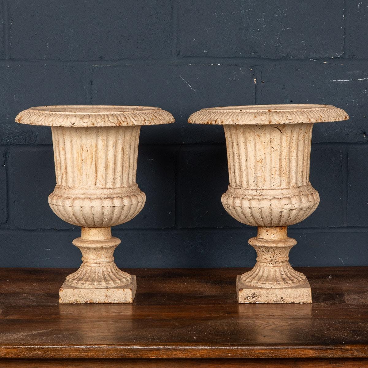 British 20th Century Edwardian Cast Iron Garden Urns, England, circa 1910 For Sale