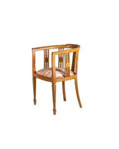 20th Century Edwardian Corner Armchair With Striped Seat