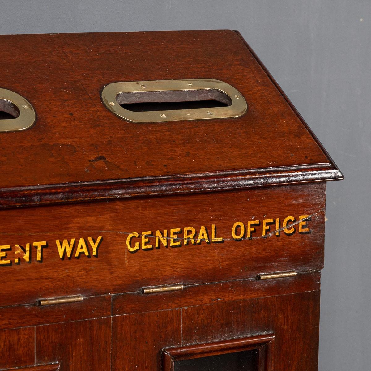 20th Century Edwardian English Mahogany Train Station Mailbox, circa 1910 4