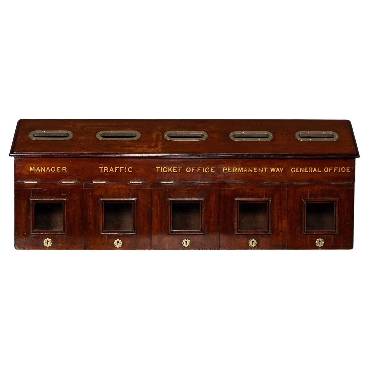 20th Century Edwardian English Mahogany Train Station Mailbox, circa 1910