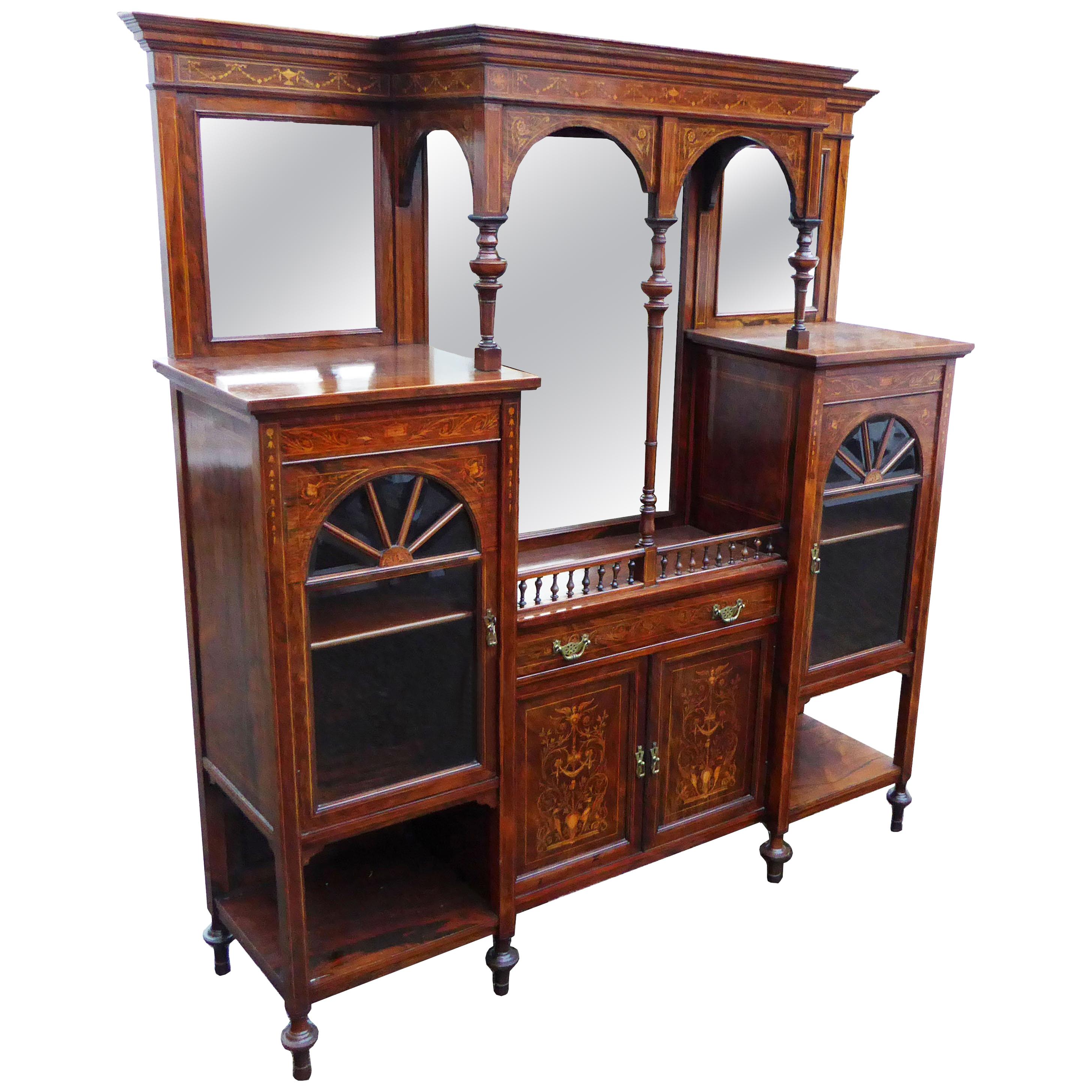 20th Century Edwardian Inlaid Display Cabinet For Sale