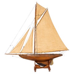 Vintage 20th Century Edwardian Large Wood Pond Yacht, circa 1910