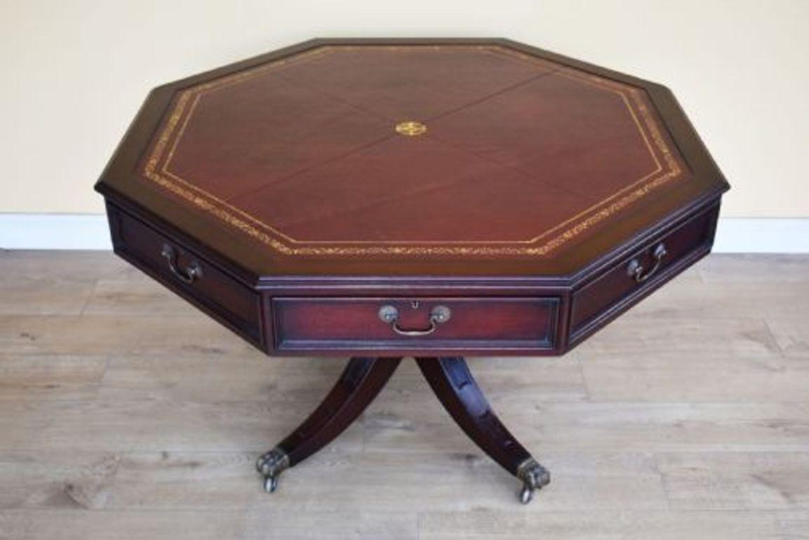 English 20th Century Edwardian Mahogany Drum Table For Sale