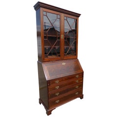 Antique 20th Century Edwardian Mahogany Georgian Style Secretary Bookcase