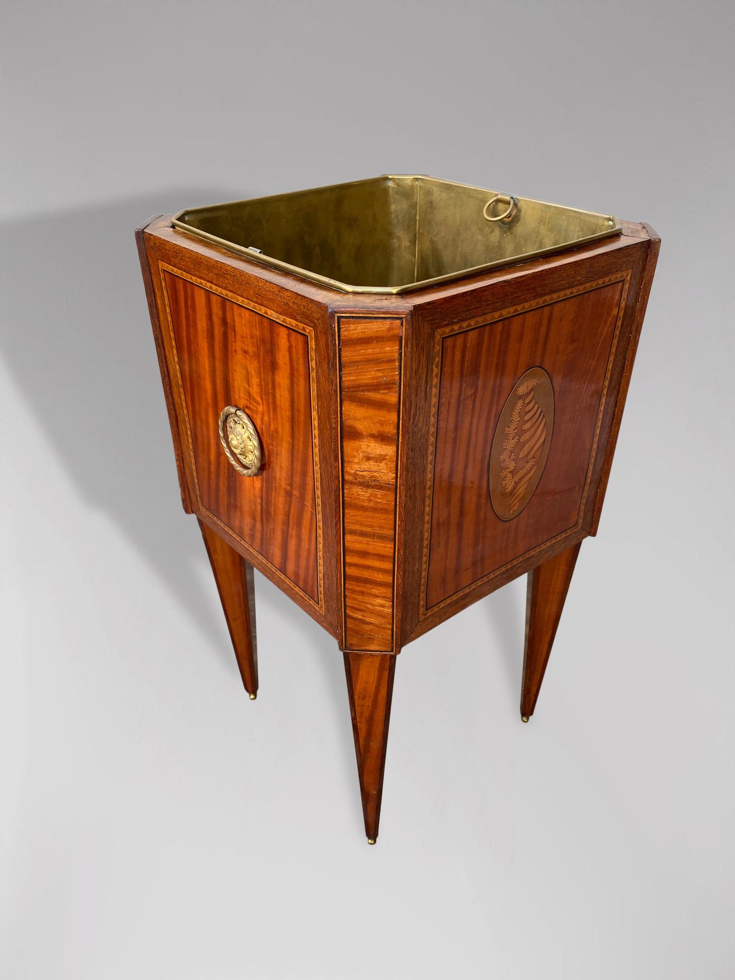 Brass 20th Century Edwardian Period Mahogany and Marquetry Jardinière