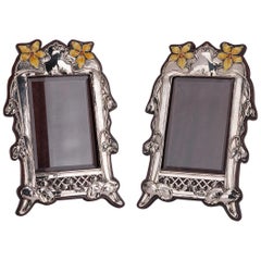 20th Century Edwardian Solid Silver and Enamel Photo Frames, Chester, circa 1905
