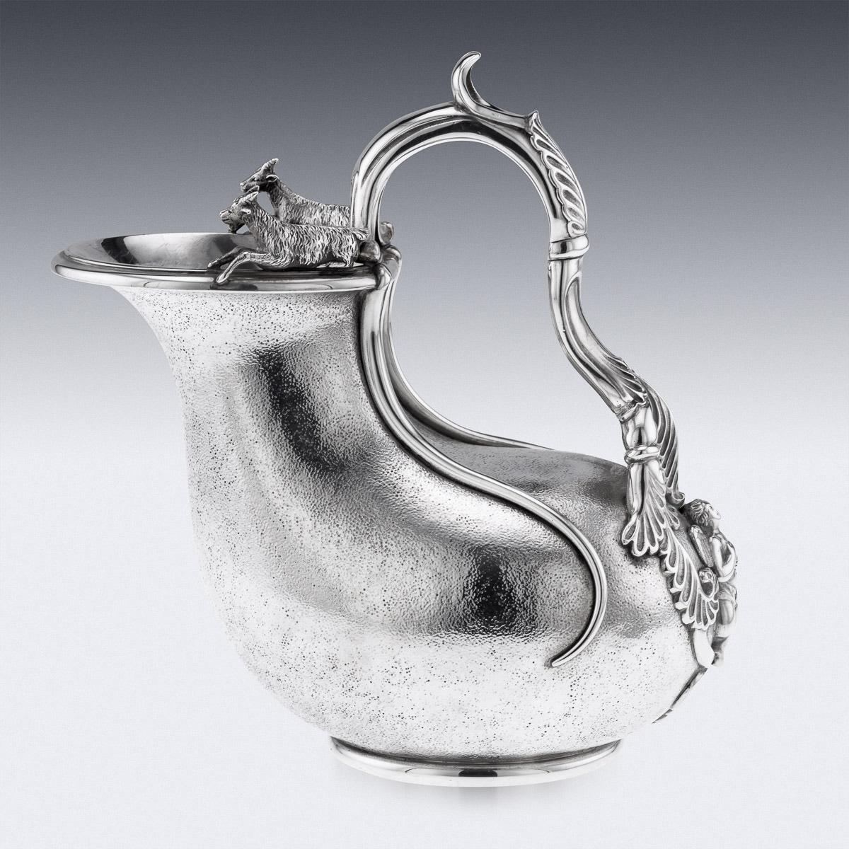 British 20th Century Edwardian Solid Silver Askos Jug, Hunt & Roskell, London, c.1905