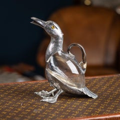 Brocca da liquore in argento massiccio e vetro trasparente del 20° secolo di Edwardi