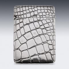 20th Century Edwardian Solid Silver Crocodile Effect Card Case, c.1903