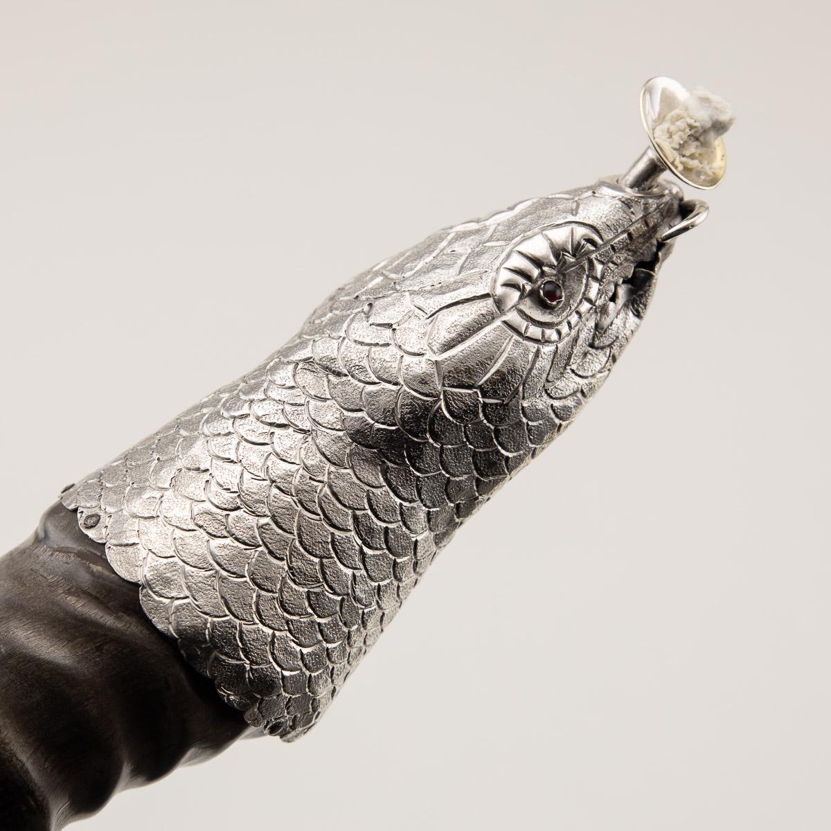 20th Century Edwardian Solid Silver & Horn Lizard Shaped Cigar Lighters, C.1900 5