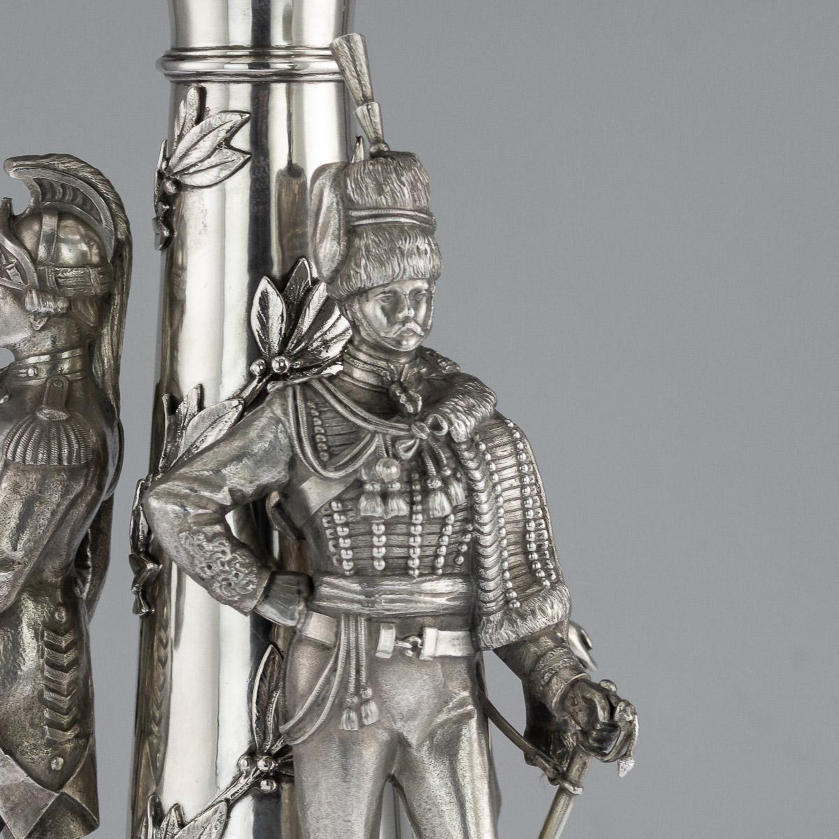 20th Century Edwardian Solid Silver 'Kings Hussars' Centrepiece circa 1914 10