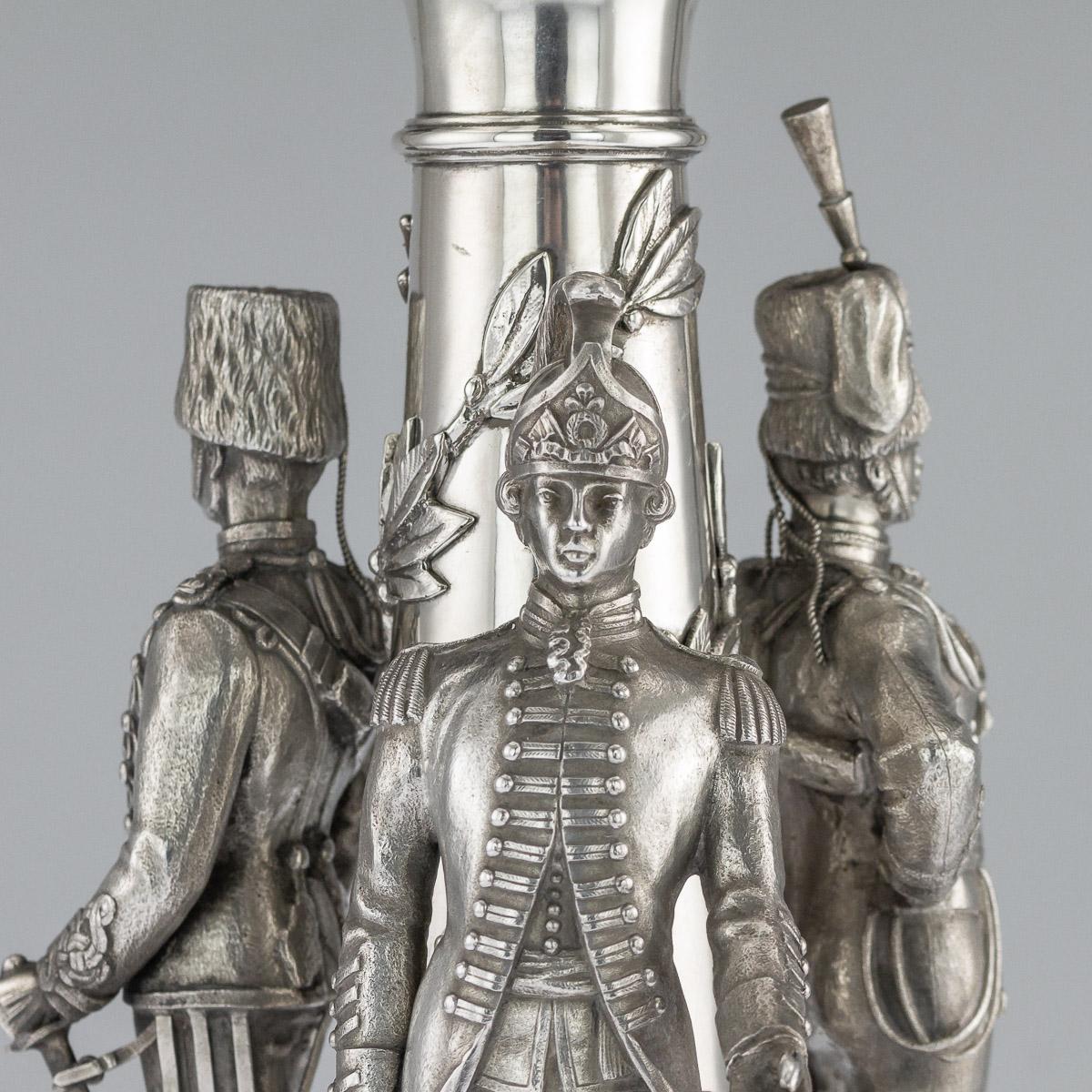20th Century Edwardian Solid Silver 'Kings Hussars' Centrepiece circa 1914 4