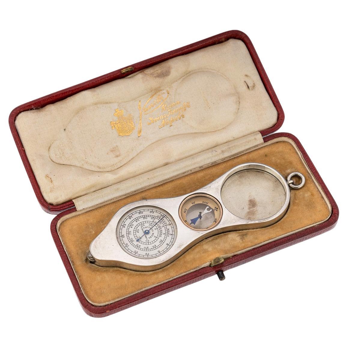 20th Century Edwardian Solid Silver Map Reading Tool, London, c.1908 For Sale