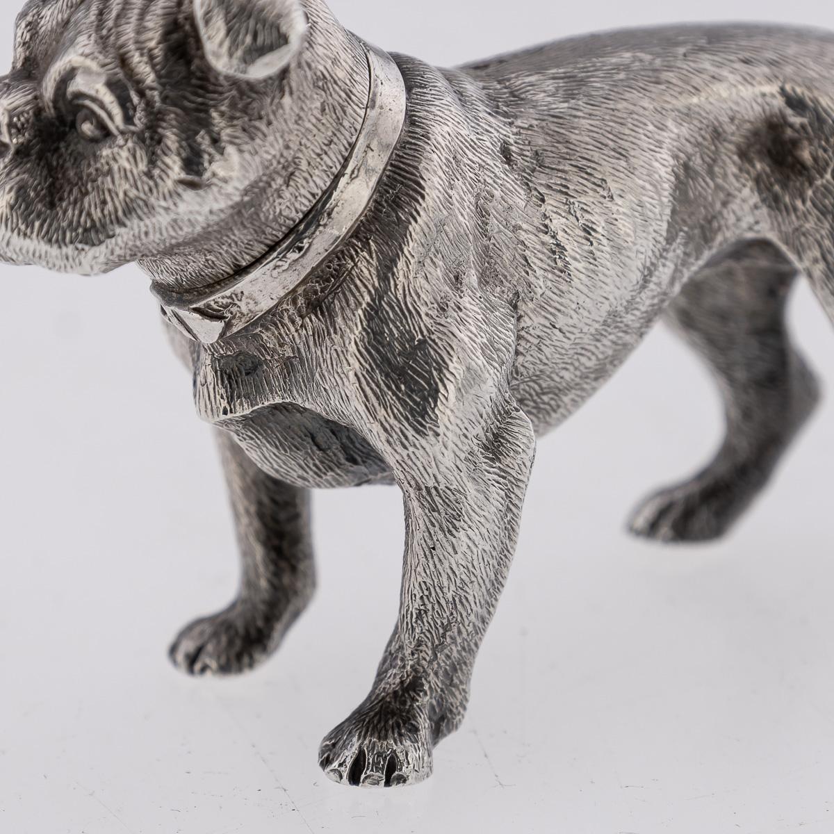 20th Century Edwardian Solid Silver Pair Of Dog Shaped Salts, London, c.1908 For Sale 7